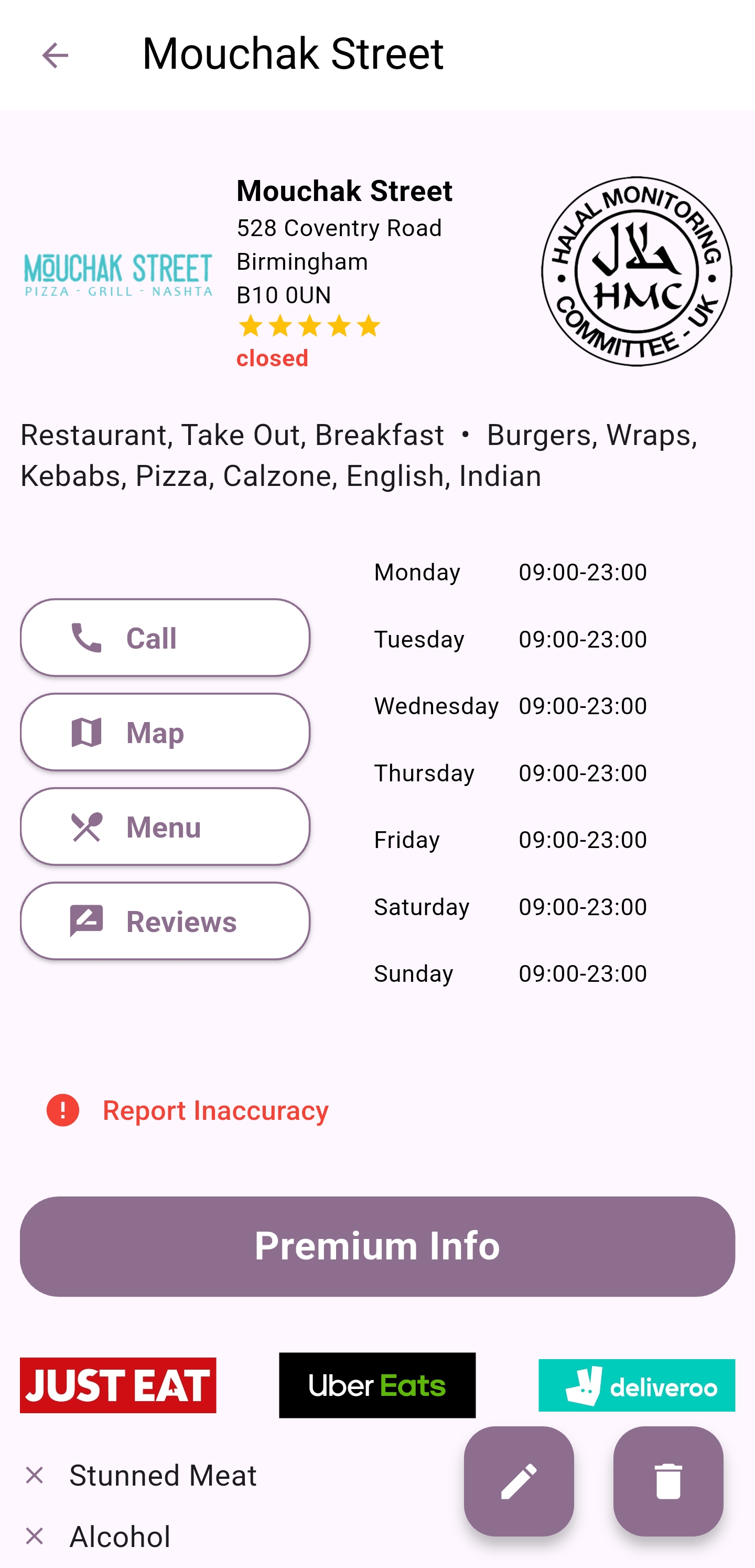 Detailed Restaurant Info